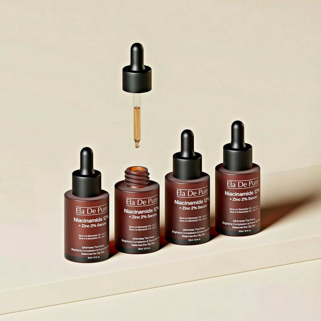 Minimalist dropper serum bottles representing modern beauty trends