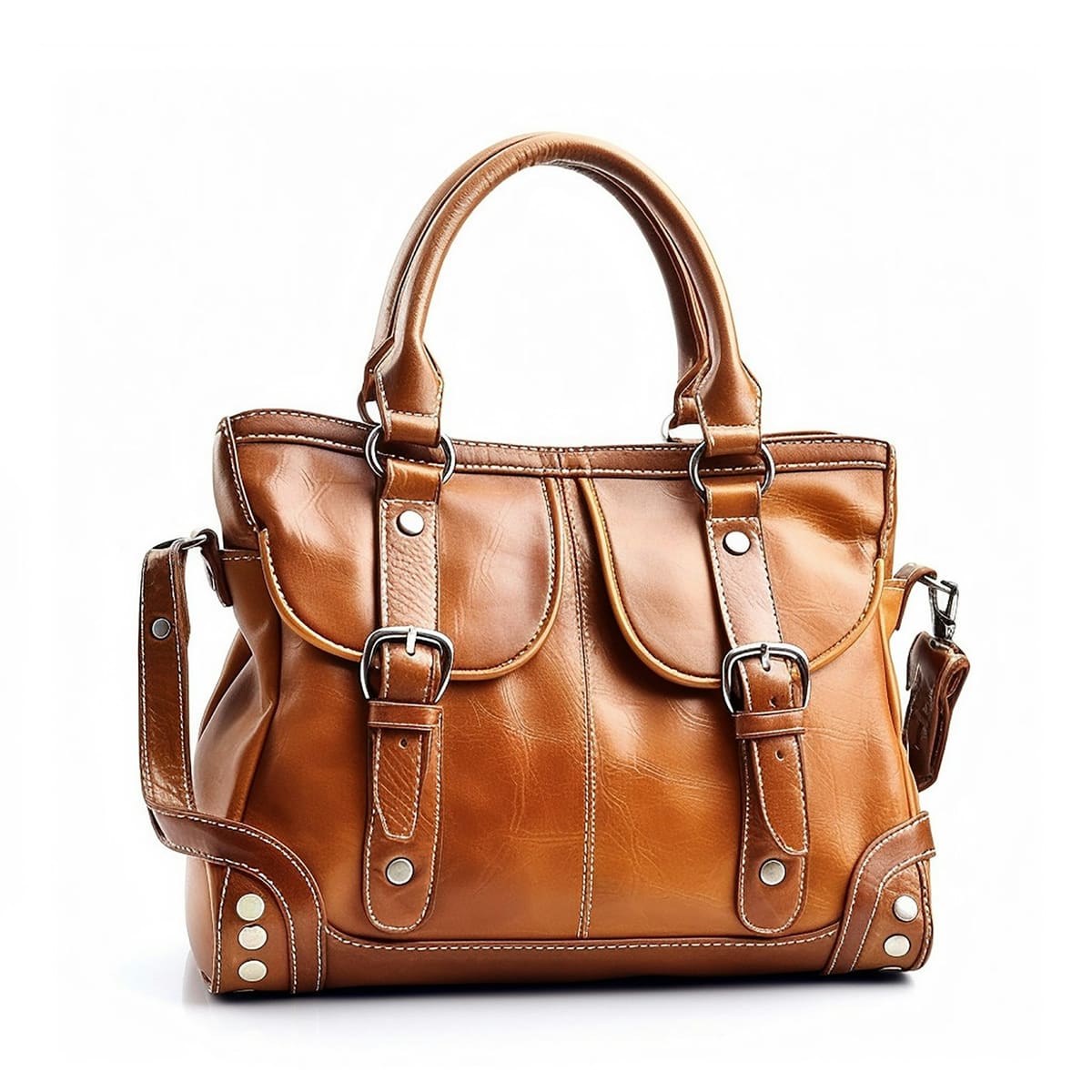 Brown leather handbag close-up representing minimalist luxury accessories